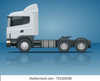 Truck tractor or semi-trailer truck. Cargo delivering vehicle template vector isolated illustration View side. Change the color in one click. All elements in groups