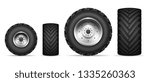 Truck and tractor wheels isolated on white background