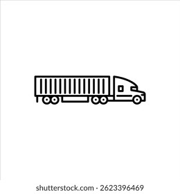 caminhão com caixa de reboque ícone de contorno. caixa caminhão ilustração linha preta.