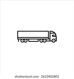 caminhão com caixa de reboque ícone de contorno. caixa caminhão ilustração linha preta.
