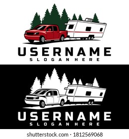 Truck And Trailer Caravan Logo Design Vector