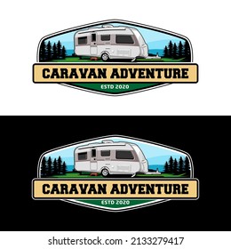 Truck And Trailer Caravan Logo Design Vector	