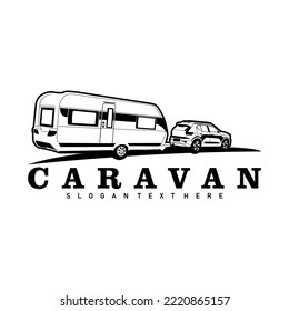 truck and trailer caravan logo design vector