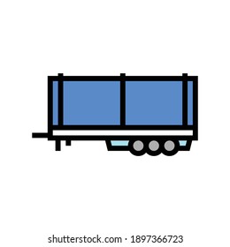 Truck Trailer Color Icon Vector. Truck Trailer Sign. Isolated Symbol Illustration