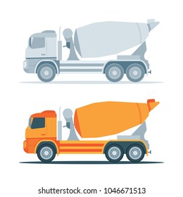 Truck trailer with container vector illustration.
Semi truck set on white background. 
Cargo delivery vehicle. Side view.