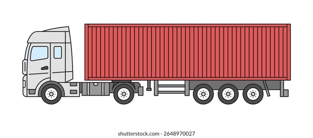 Caminhão com contêiner de reboque. Ilustração vetorial