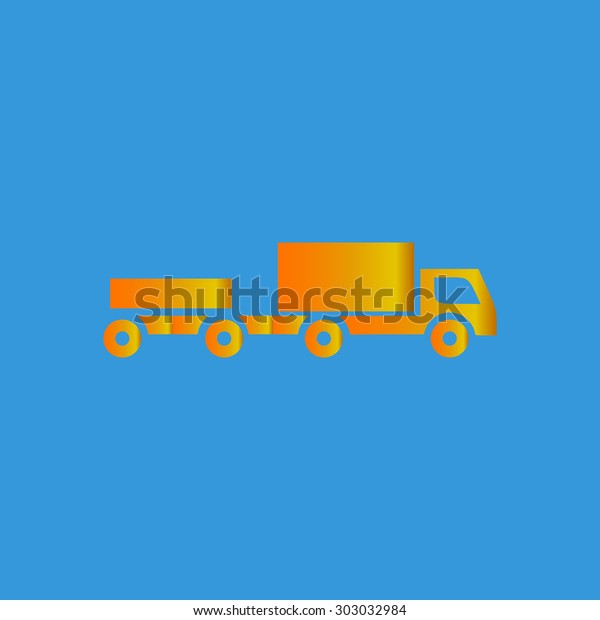Truck with trailer. Flat web icon or sign isolated\
on grey background. Collection modern trend concept design style\
vector illustration\
symbol