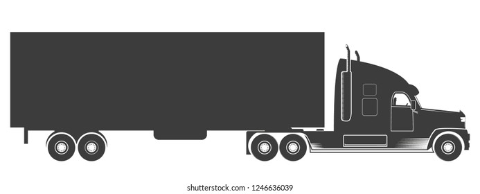 Truck with trailer in gray color. Vector illustration of truck with trailer, isolated on white background.