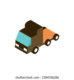 truck trailer head transport vehicle isometric icon vector illustration