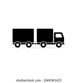 Truck with Trailer Icon Vector. Flat simple pictogram on white background.
