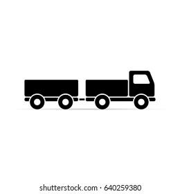 Truck with trailer icon, vector isolated delivery transport simple symbol.