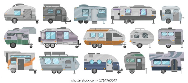 Truck trailer isolated cartoon set icon. Vector illustration campsite van on white background.Cartoon set icon truck trailer .