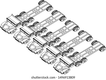 Truck trailer on a white background. Drawing