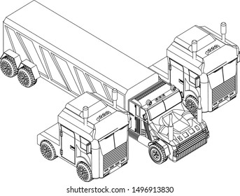 Truck trailer on a white background. Drawing