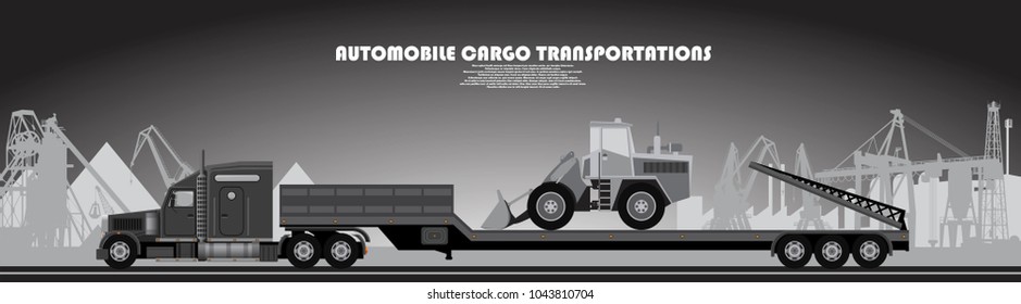 Truck with a trailer poster on an industrial theme