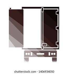 Truck Trailer Rear View Icon. Flat Color Ladder Design. Vector Illustration.