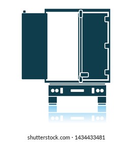 Truck Trailer Rear View Icon. Shadow Reflection Design. Vector Illustration.