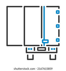 Truck Trailer Rear View Icon. Editable Bold Outline With Color Fill Design. Vector Illustration.