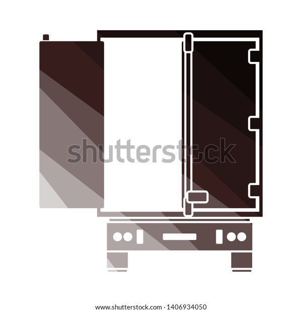 Truck Trailer Rear View Icon. Flat Color\
Ladder Design. Vector\
Illustration.