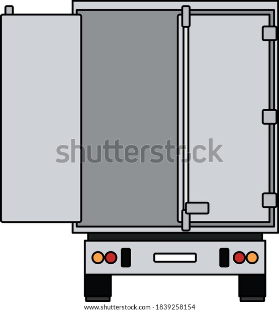 Truck Trailer Rear View Icon.\
Editable Outline With Color Fill Design. Vector\
Illustration.