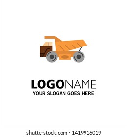 Truck, Trailer, Transport, Construction Business Logo Template. Flat Color