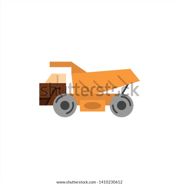 Truck, Trailer, Transport, Construction \
Flat Color Icon. Vector icon banner\
Template
