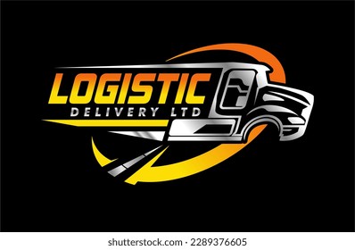 LKW-Anhänger Transport Logistik, Lieferung, Expresslieferung, Frachtunternehmen, schnelle Versand, Design-Muster Logo-Illustration Silhouette Semi LKW 18 mit Farbverlauf-Farbe einzeln 