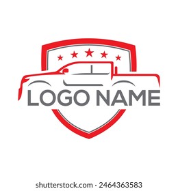 LKW-Anhänger Transport Logistik, Lieferung, Express, Frachtunternehmen, schneller Versand, Design-Vorlage-Logo-Illustration Silhouette, Emblem isoliert LKW-Vektorgrafik-Logo-Illustration Gut für Maskottchen