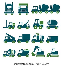 truck, trailer, van icon set