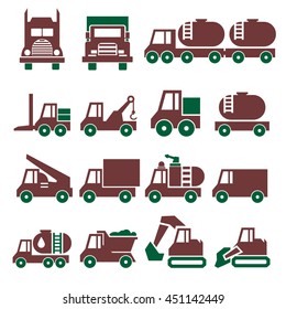 truck, trailer, van icon set