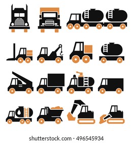 truck, trailer, van icon set