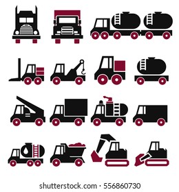 truck, trailer, van icon set