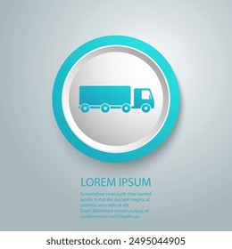 Icono del Vector del remolque del camión. Concepto logístico de transporte comercial de vagones de semicamiones. Señal de forma de entrega de camioneta aislada en blanco 