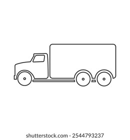 Truck trailer vector line icon. Semi lorry wagon commercial transport logistic concept. Van delivery shape sign isolated on white 