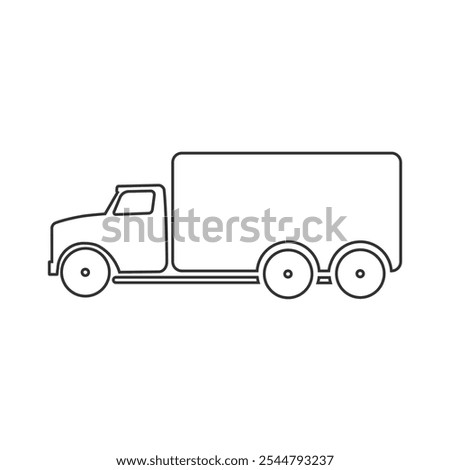 Truck trailer vector line icon. Semi lorry wagon commercial transport logistic concept. Van delivery shape sign isolated on white 