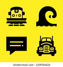 truck, train, wave and chat vector icon set. Sample icons set for web and graphic design