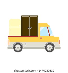 truck transport furniture icon. flat illustration of truck transport furniture vector icon. truck transport furniture full symbol