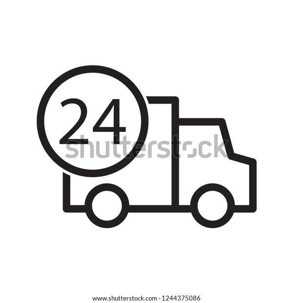 Truck transport\
icon, express parcel delivery all day. Simple flat design. Isolate\
on white background.