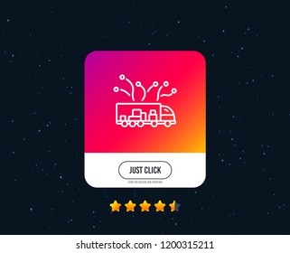 Truck transport line icon. Transportation vehicle sign. Delivery logistics symbol. Web or internet line icon design. Rating stars. Just click button. Vector