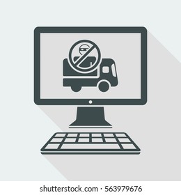 Truck transport with security computer control - Vector flat icon
