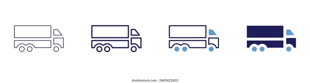 Truck transport service icon in 4 different styles. Thin Line, Line, Bold Line, Duotone. Duotone style. Editable stroke.