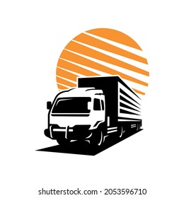 truck transport vehicle shadow logo icon , print or etc