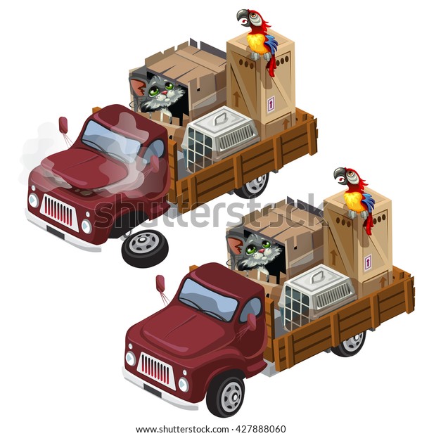Truck\
for transportation of animals. Vector\
illustration.