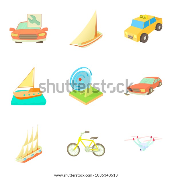 Truck\
transportation icons set. Cartoon set of 9 truck transportation\
vector icons for web isolated on white\
background