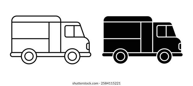 Truck Transportation Vector Silhouette on White Background. Minimalistic, Clean Design for Travel, Transit, and Urban Apps. Fully scalable and customizable for print and digital.