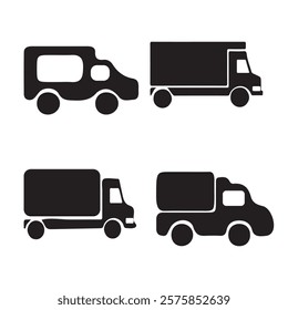 Truck transportation vehicle  silhouette icon illustration