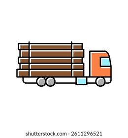 truck transportation wood timber color icon vector. truck transportation wood timber sign. isolated symbol illustration