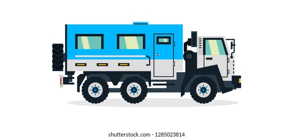 Truck for transporting people, commercial vehicles. Vector illustration
