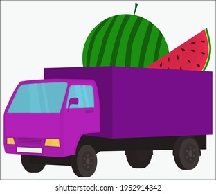 A truck transporting a watermelon.