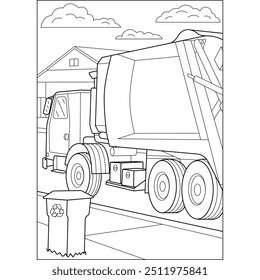 truck trash waste coloring book page for kids and adults creative coloring mindful relaxation activity